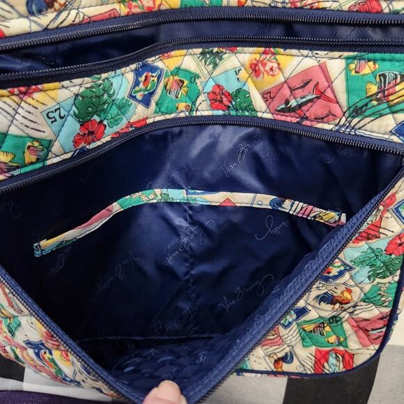 Vera Bradley Cuban Stamps Triple Zip Crossbody Bag Purse - Picture 9 of 12